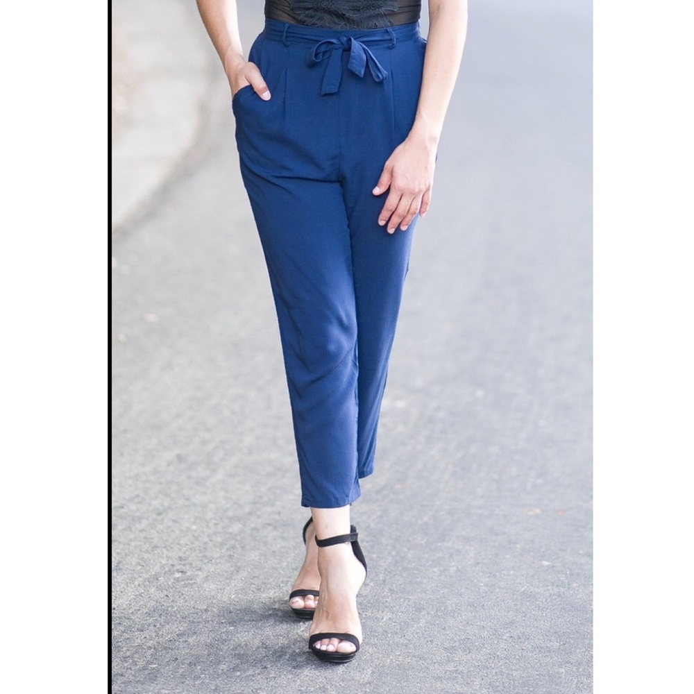 Navy Blue High Waist Trousers